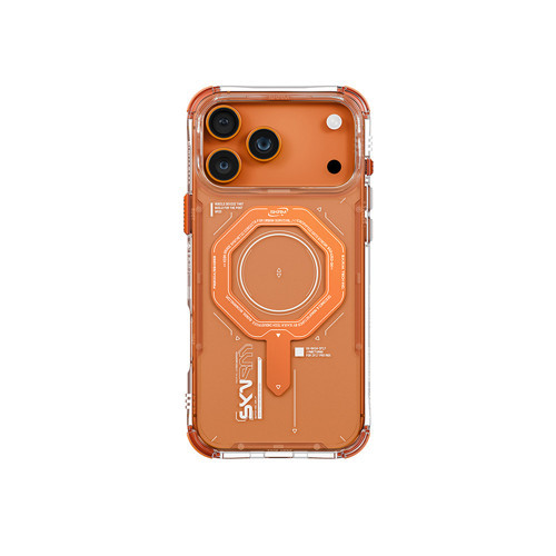 İphone 17 Pro Max Uyumlu Kılıf M-Safe Şarj Özellikli Airbag Tasarımlı Magma Kapak Turuncu