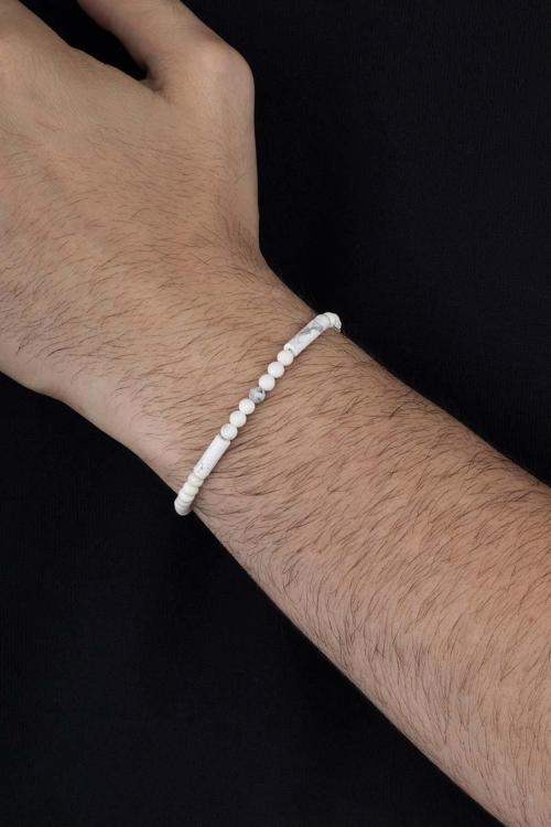 Beyaz Havlit Taşı Doğal Taş Erkek Bileklik