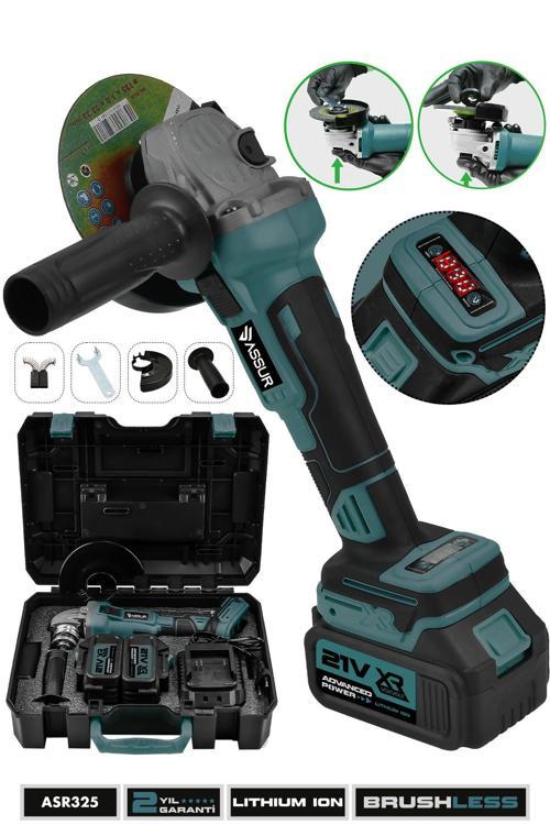 21V Çift Akülü Kömürsüz Şarjlı 125mm Dijital Avuç Taşlama