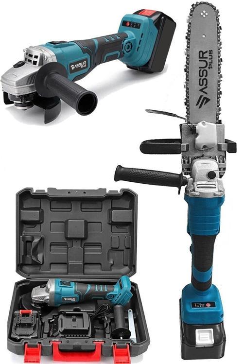 21V Çift Akülü Şarjlı 125mm Avuç Taşlama & Testere Başlık Set