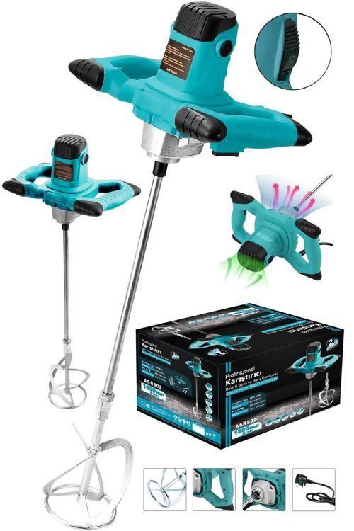 Profesyonel 1800W Devir Ayarlı Elektrikli Alçı Boya Ve Harç Karıştırıcı Mikser