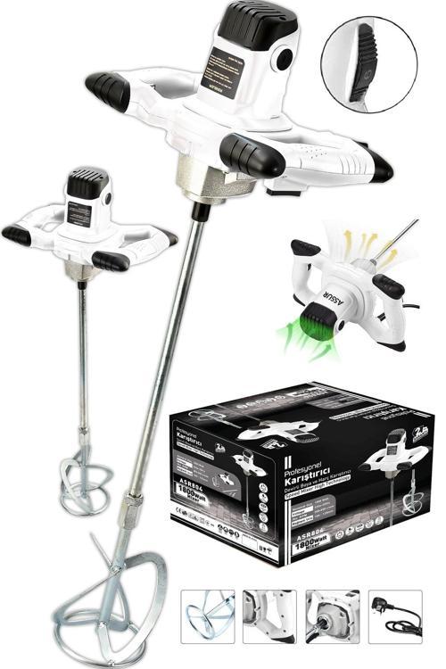 Profesyonel 1800W Devir Ayarlı Elektrikli Alçı Boya Ve Harç Karıştırıcı Mikser