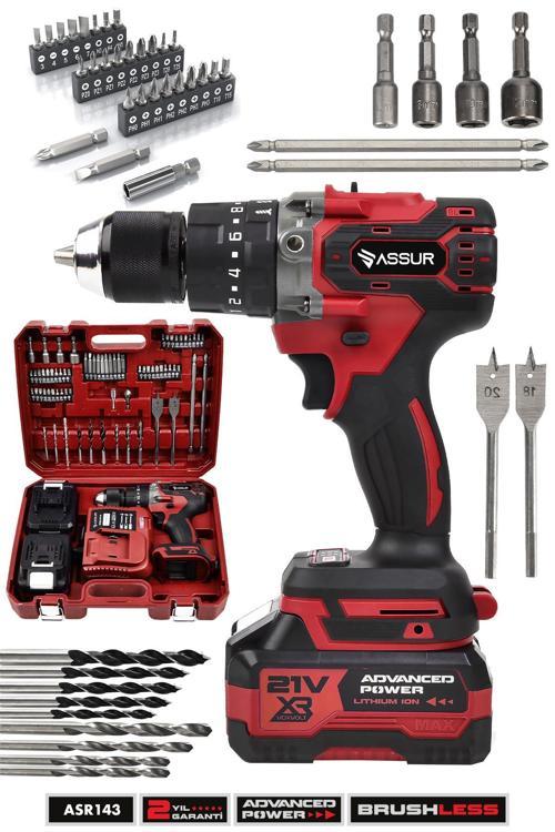 21V Çift Akülü Vidalama Çelik Mandren Kömürsüz Motor Darbeli Şarjlı Matkap