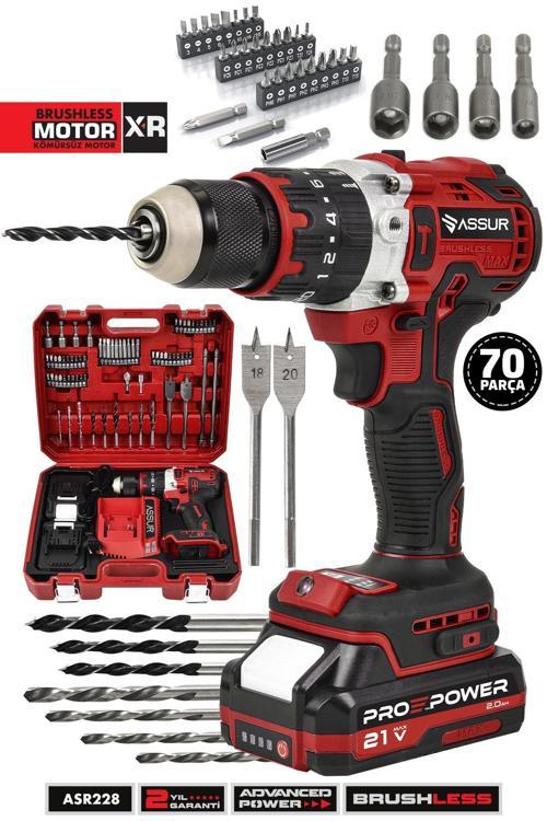 21V Çift Akülü Vidalama Çelik Mandren Kömürsüz Motor Darbeli Şarjlı Matkap