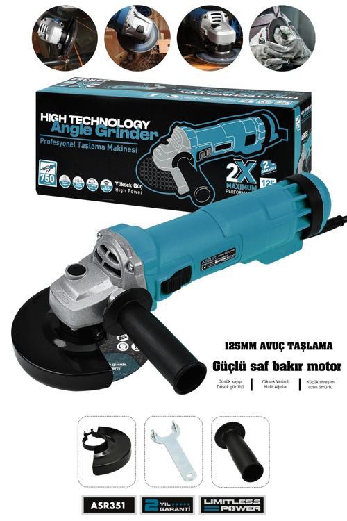 750W Avuç Taşlama Makinesi 125mm Bakır Sargılı Spiral