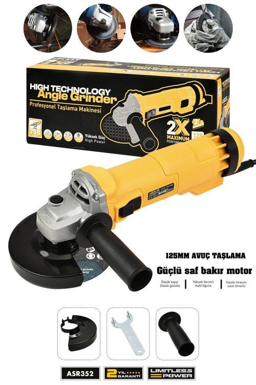 750W Avuç Taşlama Makinesi 125mm Bakır Sargılı Spiral