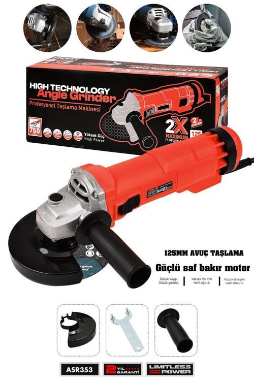 750W Avuç Taşlama Makinesi 125mm Bakır Sargılı Spiral