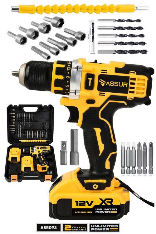 12V Çift Akü Şarjlı Matkap Metal Şanzıman Bakır Sargılı Akülü Vidalama