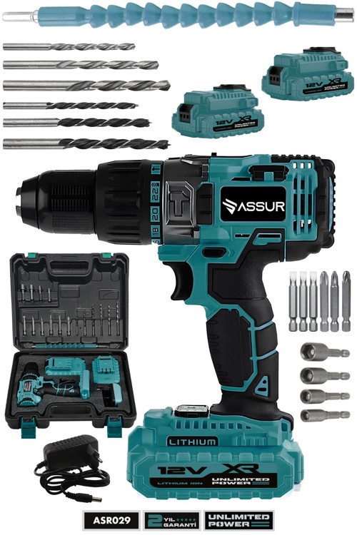 12V Çift Akülü Metal Şanzıman Bakır Sargı Şarjlı Matkap Akülü Vidalama