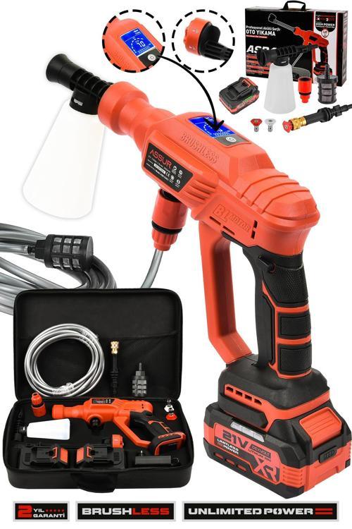 21V Kömürsüz Motor Yüksek Basınçlı Akülü Oto Araba Yıkama Makinesi Şarjlı