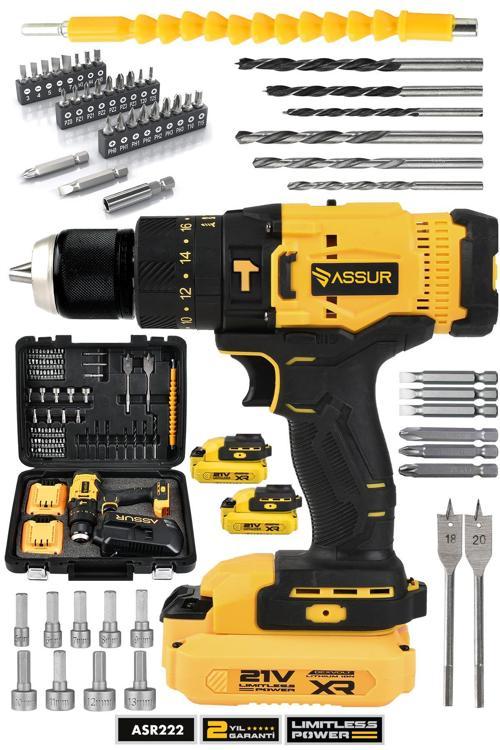 Profesyonel 21V Çift Akülü 13mm Darbeli Şarjlı Matkap Akülü Vidalama