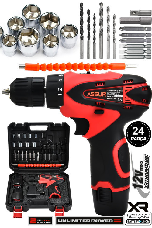 12V Çift Akülü Vidalama Şarjlı Matkap