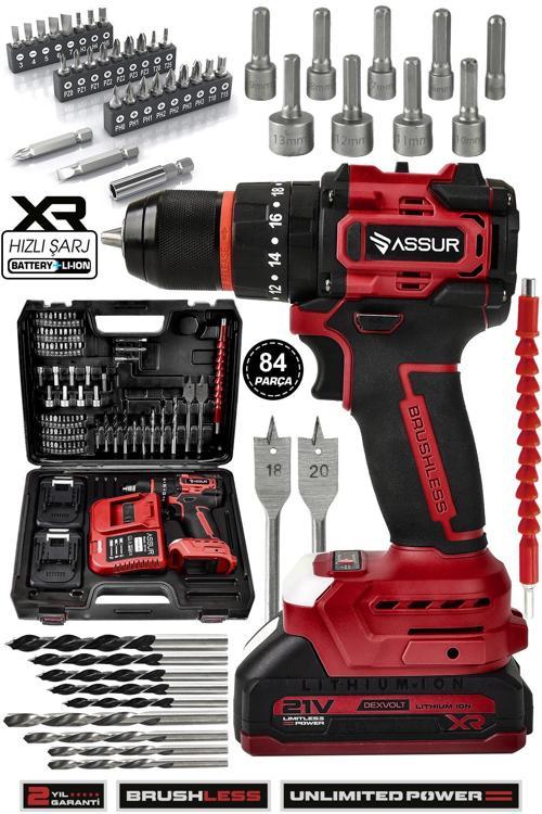 21V Çelik Mandren Kömürsüz Motor Darbeli Şarjlı Matkap Vidalama