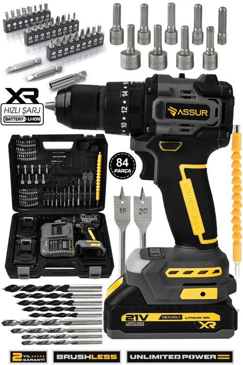 21V Çelik Mandren Kömürsüz Motor Darbeli Şarjlı Matkap Vidalama