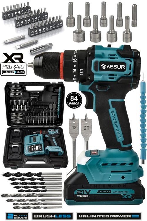 21V Çelik Mandren Kömürsüz Motor Darbeli Şarjlı Matkap Vidalama