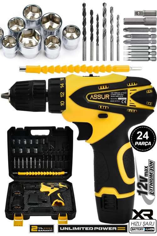 12V Çift Akülü Vidalama Şarjlı Matkap