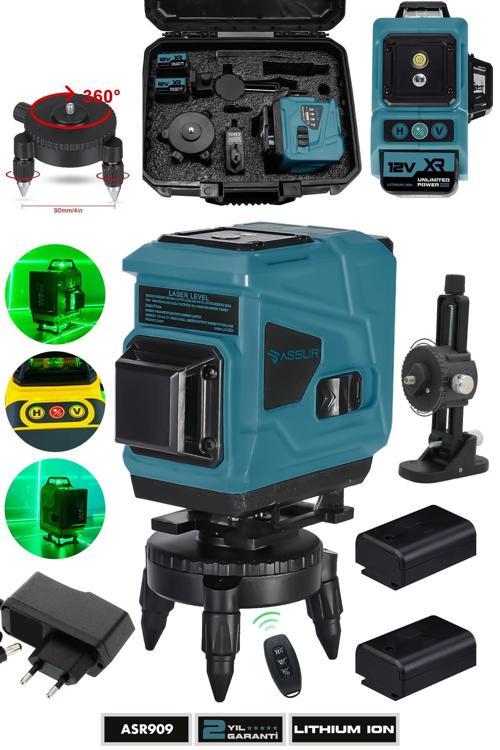 Profesyonel 360° 12 Köşe Otomatik Hizalamalı Yeşil Çizgili Su Terazili Lazer Metre Hizalama