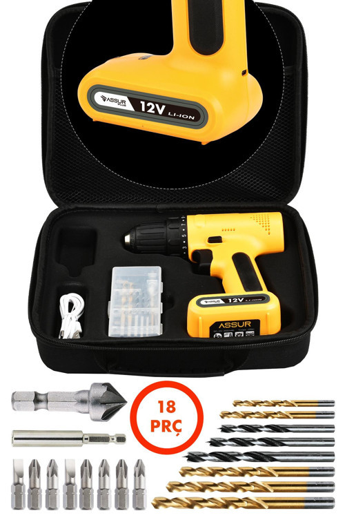 Assur 12V Type-C USB Şarjlı Matkap Dahili Batarya Akülü Vidalama 3