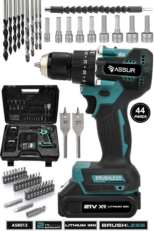 21V Çift Akü Kömürsüz Motor Çelik Mandren Darbeli Akülü Vidalama Şarjlı Matkap