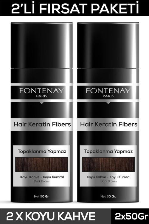 Saç Dolgunlaştırıcı Keratin Fibers Koyu Kahve Topik Saç Tozu 50gr X2
