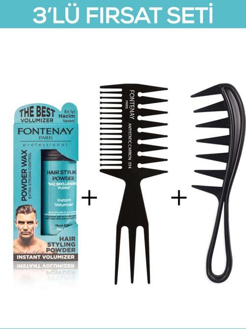 Saç Şekillendirici Pudra Toz Wax Mat Effect Mavı 20gr + Şekil Tarağı X2 3'Lü Set