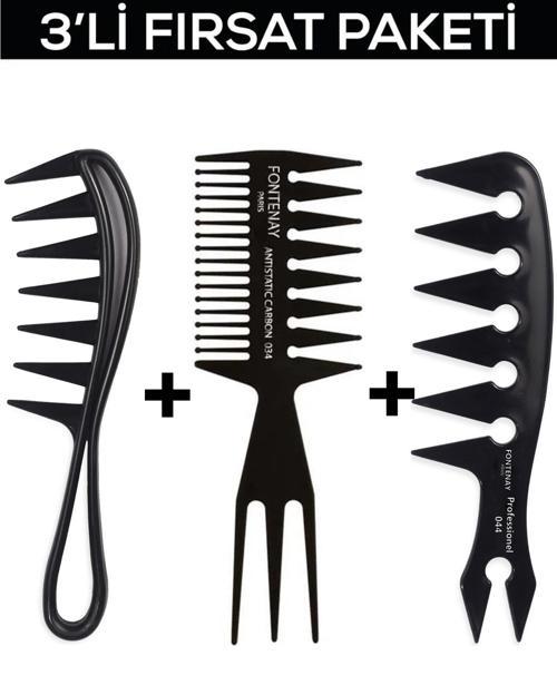 Profesyonel Antistatik Tarak Şekil Tarak Seti 3'Lü Set
