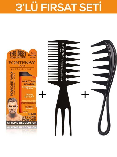 Saç Şekillendirici Pudra Toz Wax Ultra Strong Turuncu 20gr + Şekil Tarağı X2 3'Lü Set