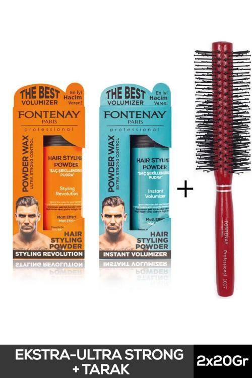 Saç Şekillendirici Pudra Toz Wax Mat Effect Ve Ultra Strong 20gr + Profesyonel Saç Fırçası 1017 3'lü Set