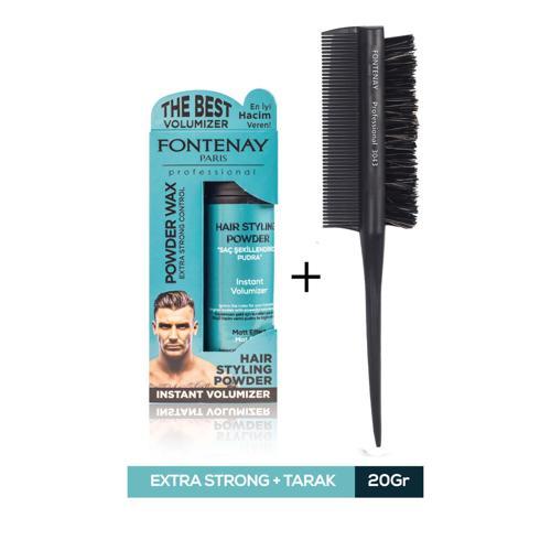 Saç Şekillendirici Pudra Toz Wax Mat Effect Mavı 20gr + Profesyonel Topuz Fırçası Krepe 3043 2'li Set