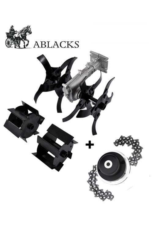Çift Toprak Çapalama Aparatı Sırt –Yan Uyumlu 28MM 9 Diş + Zincirli Başlık