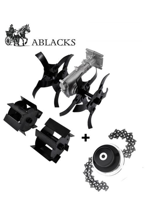 Çift Toprak Çapalama Aparatı Sırt –Yan Uyumlu 26MM 9 Diş + Zincirli Başlık