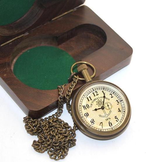 MDB Ahşap Kutulu Pirinç Köstekli Saat Model 6