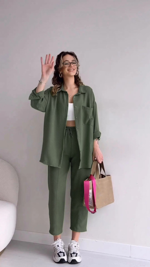 Keten Günlük İkili Takım Elbise Pantolon Gömlek