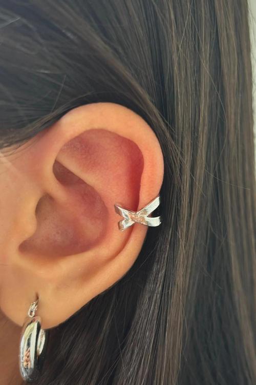 Çapraz Görünüm Kadın Sıkıştırmalı Earcuff Kıkırdak Küpe