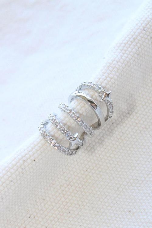 Çoklu Görünüm Zirkon Taşlı Minik Yıldızlı Model Earcuff Kıkırdak Küpe