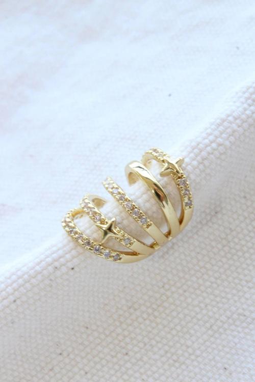 Çoklu Görünüm Zirkon Taşlı Minik Yıldızlı Model Earcuff Kıkırdak Küpe
