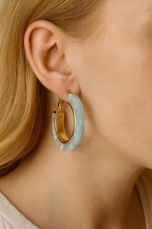 İthal Seri Opaline Çok Renkli Halka Tasarım Kadın Çelik Küpe