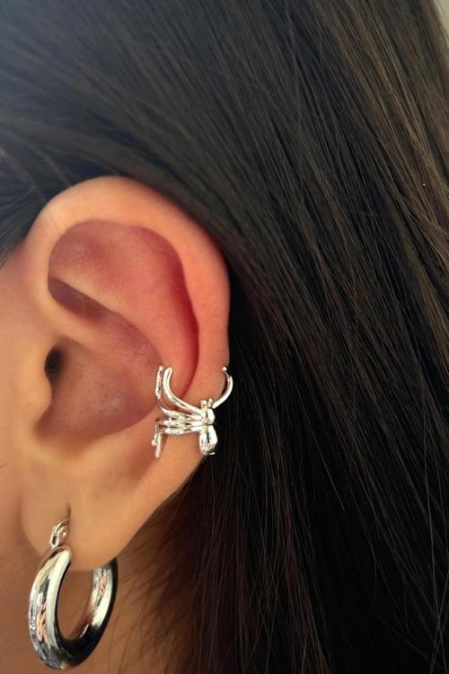 Örümcek Tasarım Kadın Sıkıştırmalı Earcuff Kıkırdak Küpe