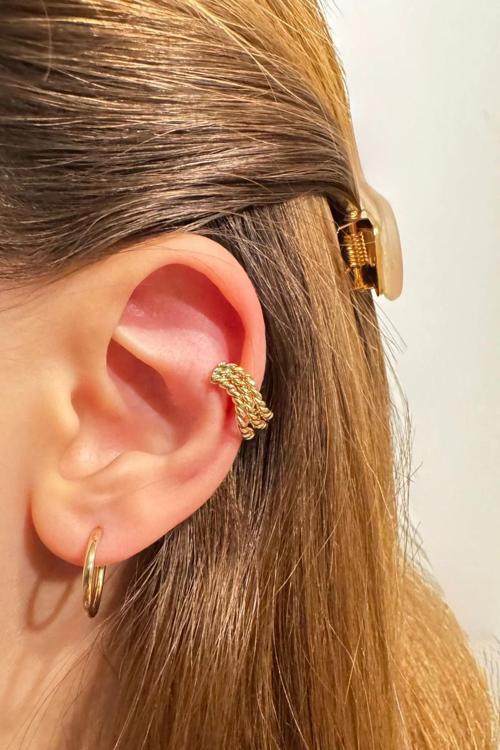 Özel Seri 3'lü Burgulu Halka Model Tasarım Çelik Kıkırdak Küpe