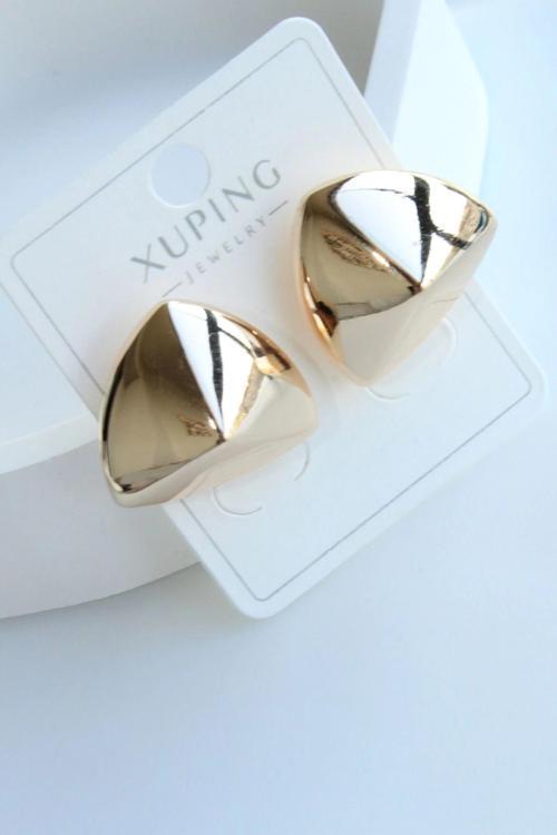 Premium Seri Xuping Metal Piramit Tasarım Kararmaz Renk Atmaz Kadın Çelik Küpe