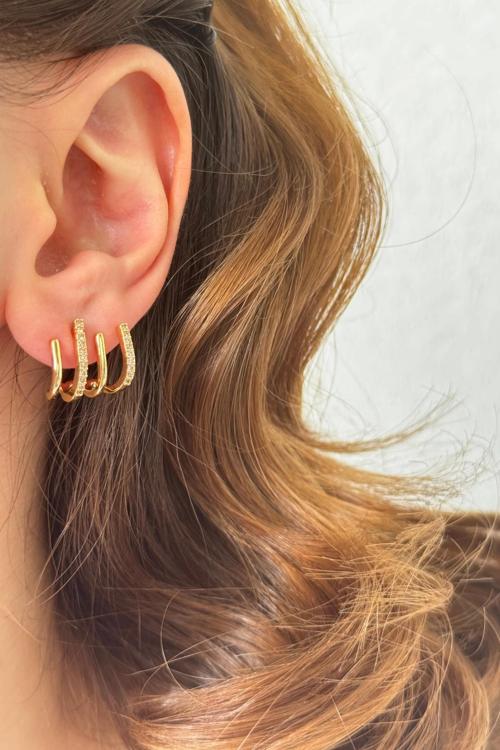 Tek Delik Çoklu Görünüm Renk Atmaz Kadın Çelik Küpe