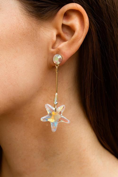 VIP Seri Sallantılı Zirkon Taşlı Yıldız Tasarım Kadın Küpe