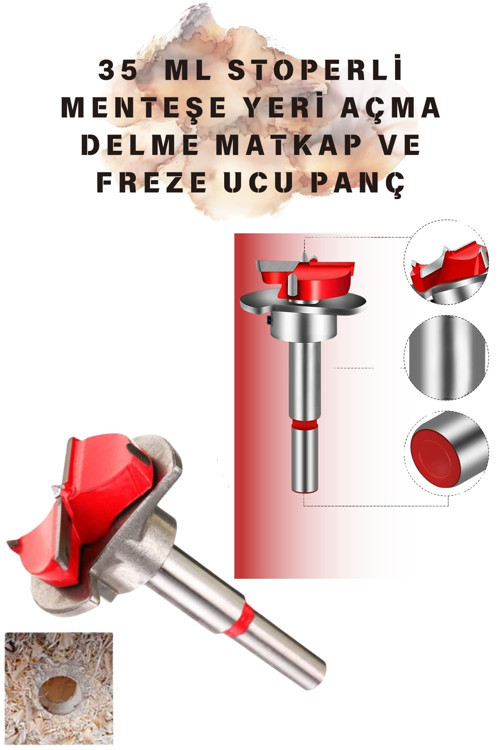 35 Mm Stoperli Menteşe Yeri Açma Delme Matkap Ve Freze Ucu Panç