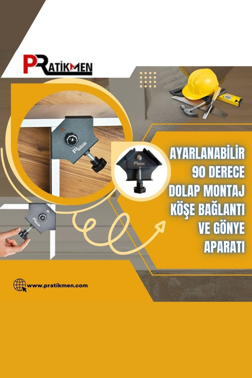 Ayarlanabilir 90 Derece Dolap Montaj Köşe Bağlantı Ve Gönye Aparatı