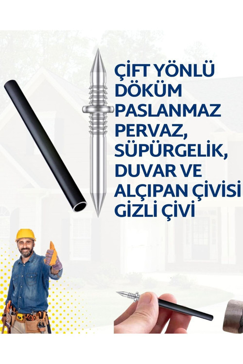 Çift Yönlü Döküm Paslanmaz Pervaz, Duvar Ve Alçıpan Çivisi 100'Lü