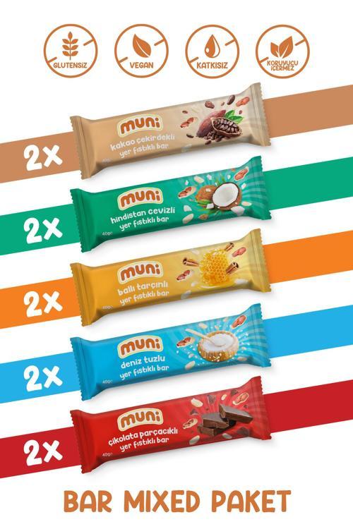 Proteinli Vegan Yer Fıstığı Bar Sağlıklı Atıştırmalık Paketi 40 Gr*10 Adet
