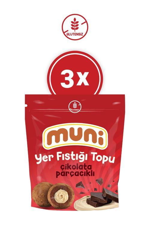 Glutensiz Çikolata Parçacıklı Yer Fıstığı Topu 3'Lü