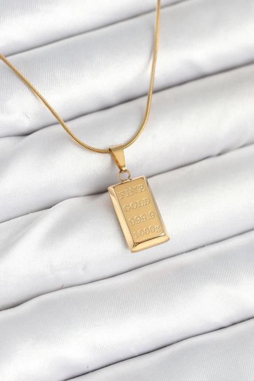 Gold Renk Külçe Altın Model Kolye - EBJ250927W38050
