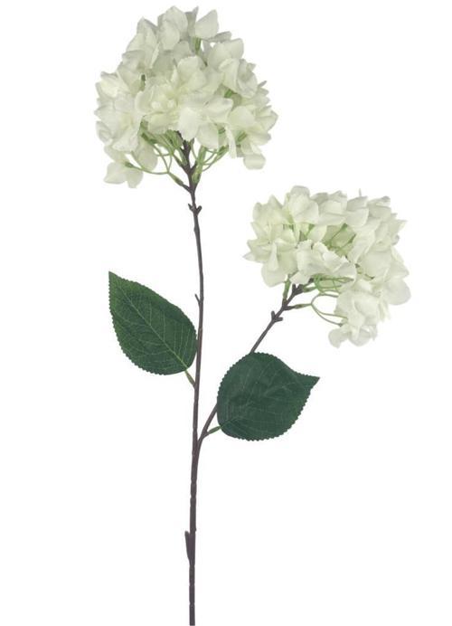 Yapay Çiçek Ortanca 90cm 2Toplu Beyaz Tek Dal Kumaş Çiçek Uzun Dal