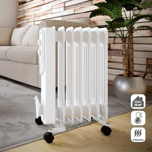 1500W Termostatlı 7 Dilim Yağlı Radyatör – Sessiz ve Etkili Isıtma Çözümü / Beyaz